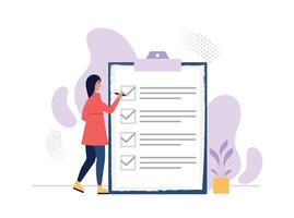 Planning checklist concept, task day and business vector