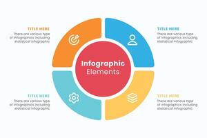 Vector circle Infographic design template with icons, Can be used for process diagrams, presentations, and workflow layout.