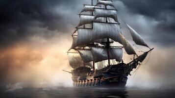 AI generated sea sailing ship pirate ship ai generated photo