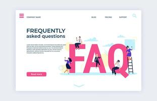 Frequently asked questions landing web page template vector