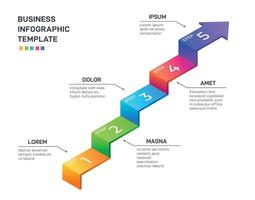 Isometric step infographic. 3D volume figures for business presentation layout with options diagram. Vector timeline creative graphic