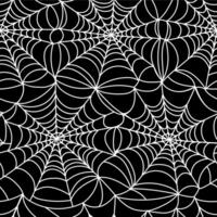 Cobweb pattern. Halloween seamless print of spider web, monochrome gothic horror net trap for wrapping paper design. Vector texture