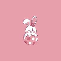 cute illustration of bunny inside an easter egg vector