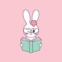 cute easter bunny illustration of easter bunny holding book vector