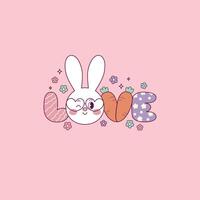 cute easter illustration of the word love vector