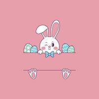 cute easter bunny illustration for adding a name vector