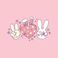 cute easter illustration of peace and love vector