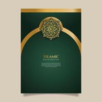 Islamic poster with dark green and gold background. - Vector. vector