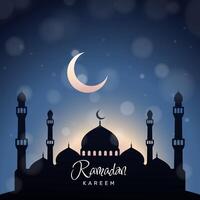 Ramadán antecedentes con mezquita y Luna. - vector. vector
