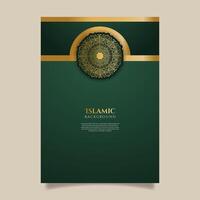 Islamic poster with dark green and gold background. - Vector. vector