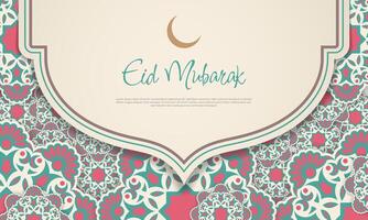 Eid mubarak islamic background soft brown paper with red and green mandala pattern. - Vector. vector