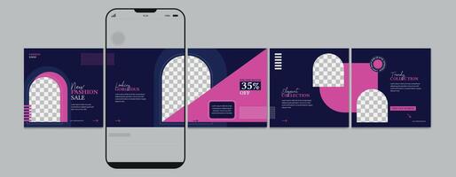 Carousel Post Design, editable social media carousel post, most engaging fashion carousel post template vector