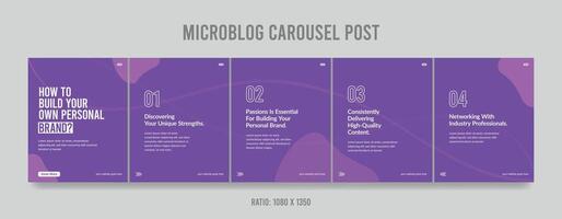 Modern carousel post template, Editable social media story layout, microblog post template. vector