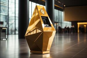 AI generated A futuristic gold ATM, symbolizing the accessibility and liquidity of gold as an asset photo