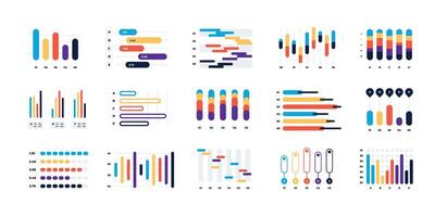 Graph chart. Financial statistic infographic template, stock and business histogram, financial modern analysis layout. Vector isolated set