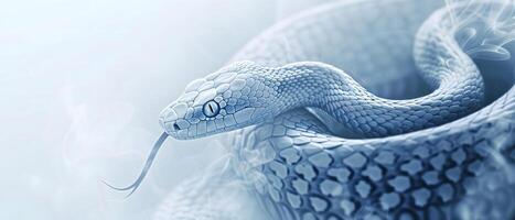 AI generated blue and white snake, zodiac sign of the Snake for Chinese New Year 2025. photo