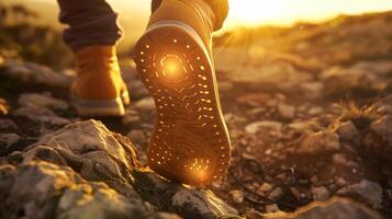 AI generated photo of grounding shoes. focus is on the sole, there are conductive elements which allow the Earth natural energy to pass through them and into feet