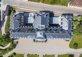 Aerial top view of the Schloss Donaueschingen photo