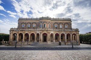 Facade of Palazzo Ducezio, is a historical building and a major landmark in Noto. Sicily photo