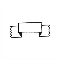 Hand-Drawn Doodle of a Blank Banner With Scalloped Edges on White Background vector