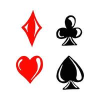 Hand-Drawn Doodle of the Four Classic Playing Card Suits in Bold Colors vector