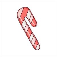 Hand-Drawn Illustration of a Classic Red and White Candy Cane on a Plain Background vector