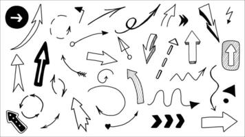 Collection of Hand-Drawn Arrows and Doodles on White Background Illustrating Various Directions and Movements vector