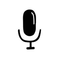 Black and White Doodle of a Classic Microphone on a Plain Background vector