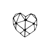 Hand-Drawn Diamond Heart Doodle Illustrating Geometric Love Symbol on White Background vector