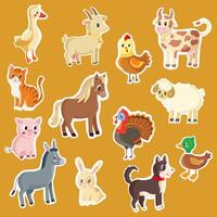 Colorful Assortment of Cartoon Animal Stickers for Kids on a Warm Background vector