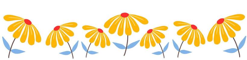 Vibrant Yellow and Blue Stylized Flowers Illustration on a White Background vector