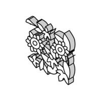 passiflora flower liana isometric icon vector illustration
