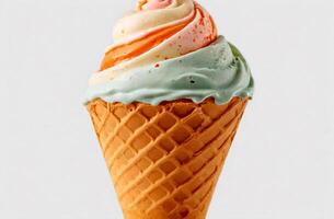 AI generated Cone ice cream over white background photo