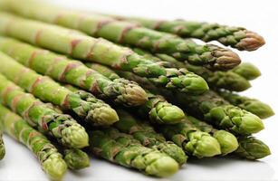 AI generated Close-up of asparagus isolated on white background photo