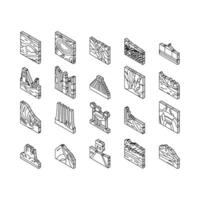 North America Famous Landscape isometric icons set vector