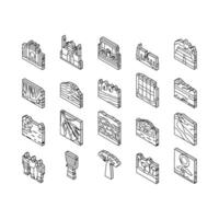Africa Continent Nation Treasure isometric icons set vector