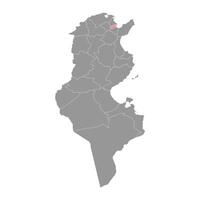 Tunis Governorate map, administrative division of Tunisia. Vector illustration.