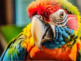 AI generated Blue and Yellow Macaw in Nature photo