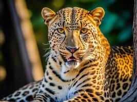 ai generado cerca arriba de un leopardo foto