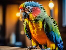 ai generado azul y amarillo guacamayo en naturaleza foto