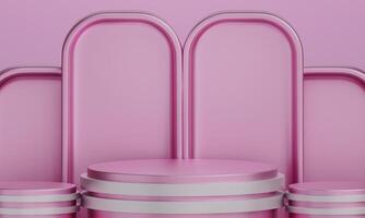 Pink Podium for Product Display.3D Rendered Pink Podium.Product Display Stand.Pink Podium 3D Render photo