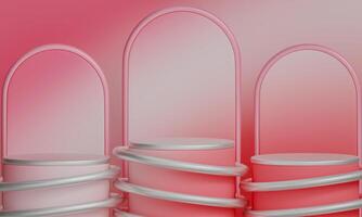 Pink Podium for Product Display.3D Rendered Pink Podium.Product Display Stand.Pink Podium 3D Render photo