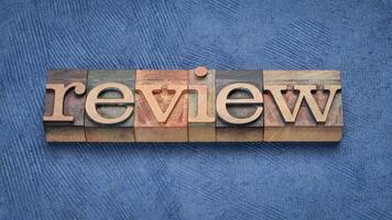 review word abstract in vintage letterpress wood type photo