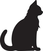 Cat Silhouette illustration Vector White Background