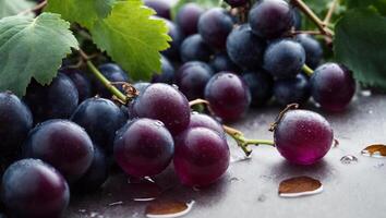 AI generated macro of fresh grapes with water droplets isolated with white color as background photo
