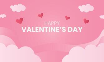 happy valentine's day background with hearts and clouds vector