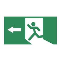 a green and white sign with a man running into an exit vector