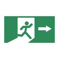 a green and white sign with a man running towards an exit vector