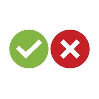 two green and red check marks on a white background vector