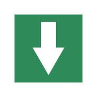 a green and white arrow pointing down on a white background vector